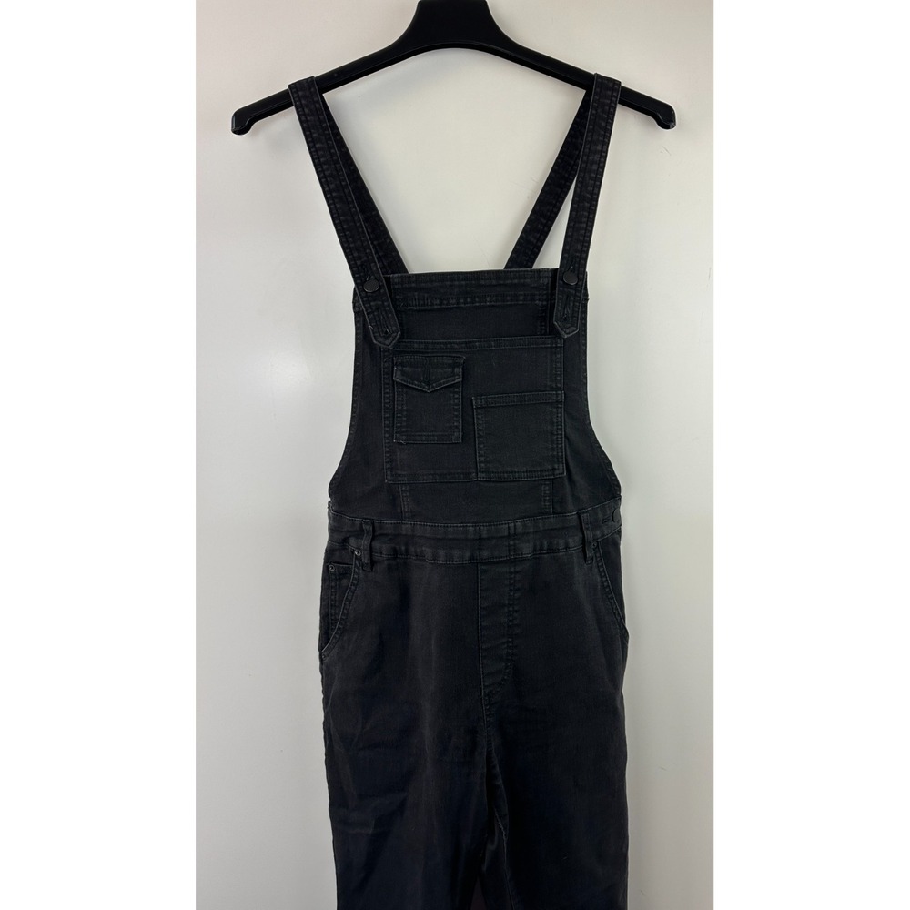 Free People Washed Black Denim Overalls One-Piece Size 28 Strappy Faded Pockets - Picture 3 of 16